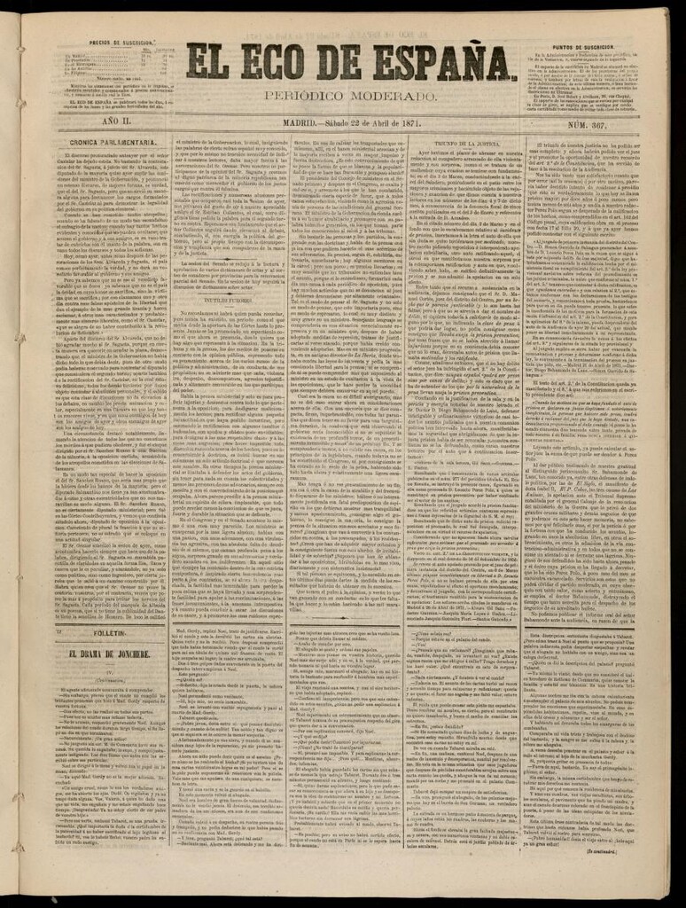 Miniatura de El Eco de España del 22 de abril de 1871