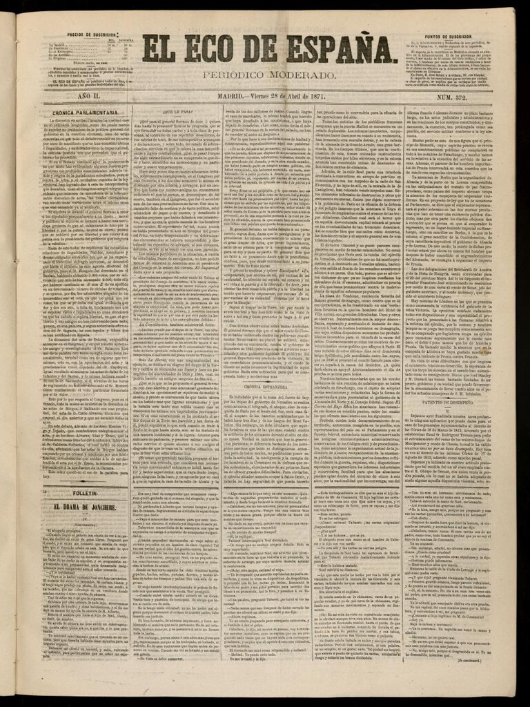 Miniatura de El Eco de España del 28 de abril de 1871