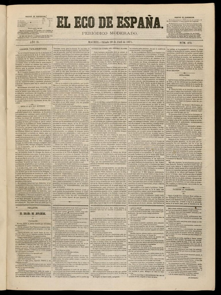 Miniatura de El Eco de España del 29 de abril de 1871