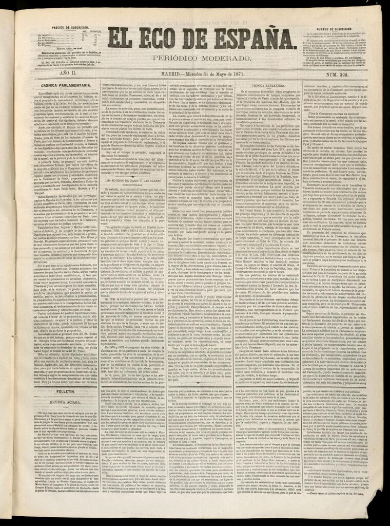 Miniatura de El Eco de España del 31 de mayo de 1871