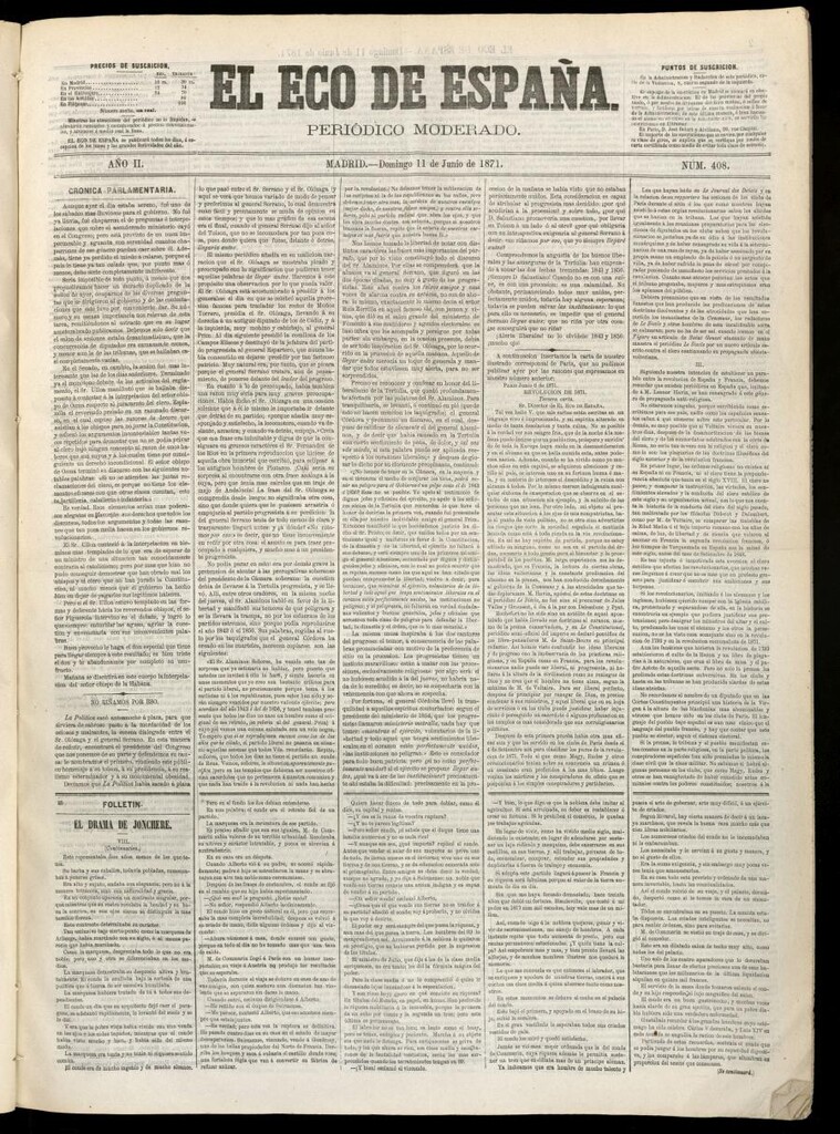 Miniatura de El Eco de España del 11 de junio de 1871
