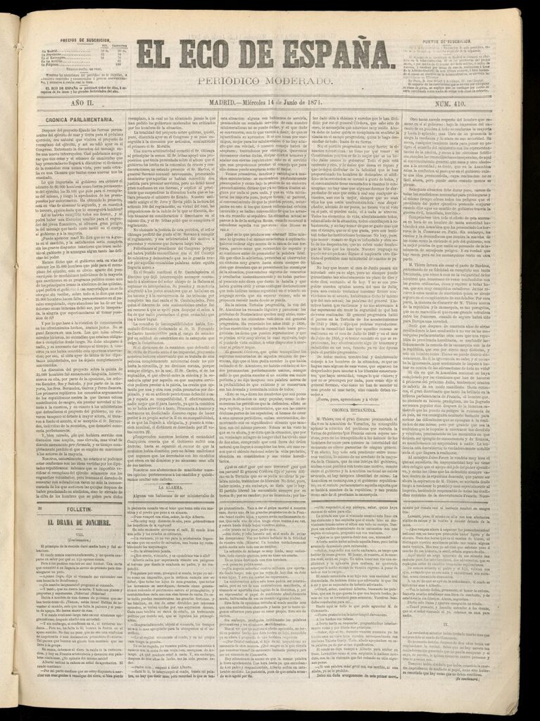 Miniatura de El Eco de España del 14 de junio de 1871