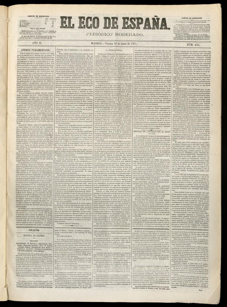 Miniatura de El Eco de España del 16 de junio de 1871