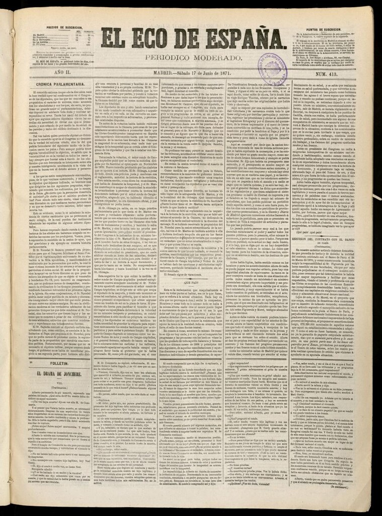 Miniatura de El Eco de España del 17 de junio de 1871
