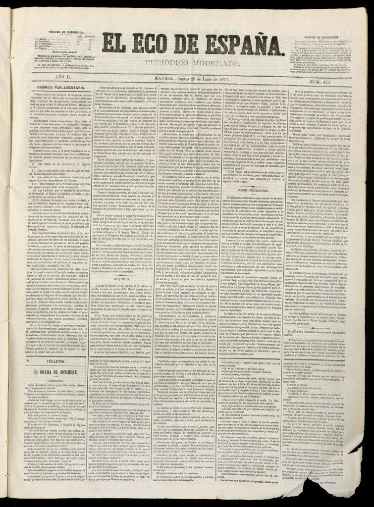 Miniatura de El Eco de España del 29 de junio de 1871