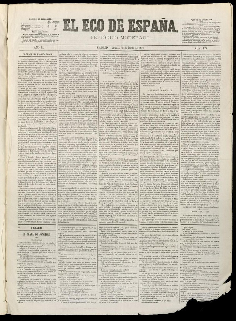 Miniatura de El Eco de España del 30 de junio de 1871