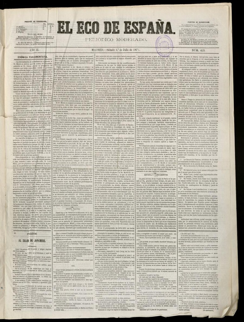Miniatura de El Eco de España del 1 de julio de 1871