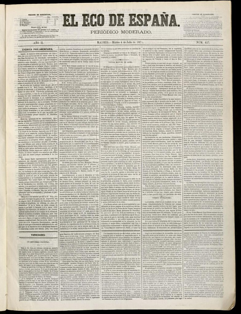 Miniatura de El Eco de España del 4 de julio de 1871