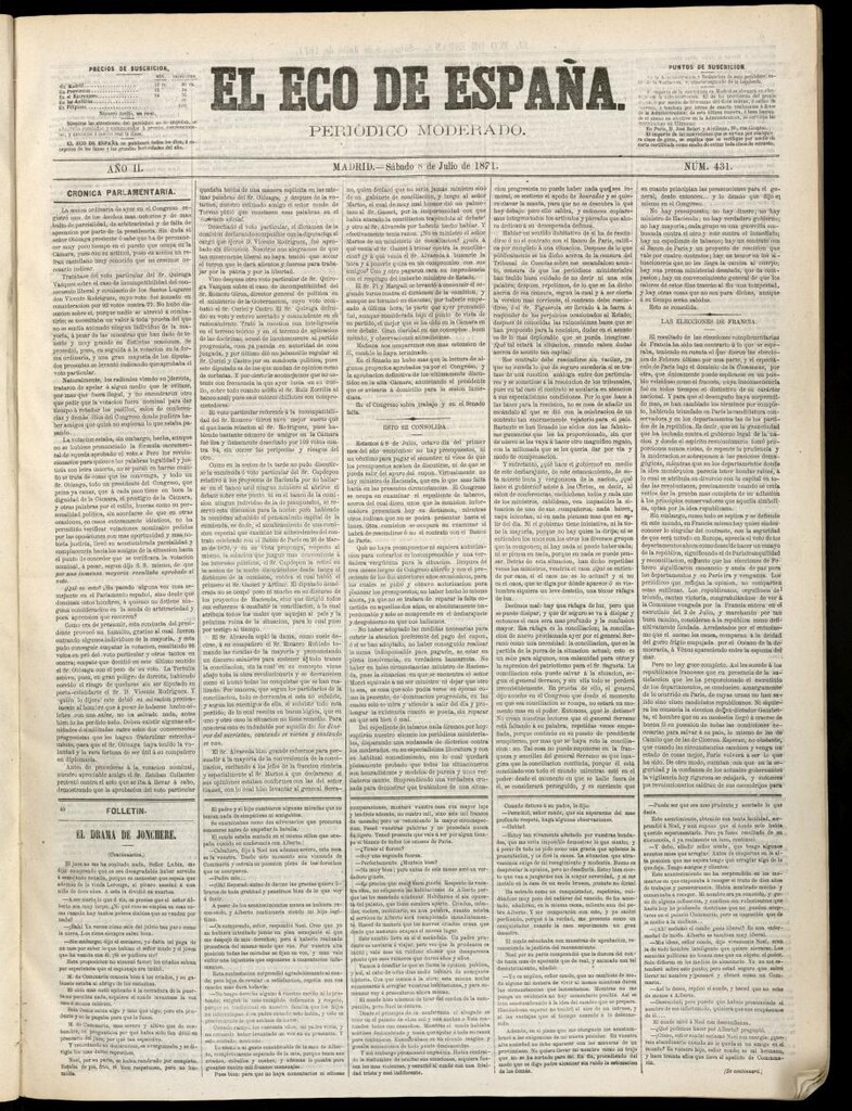 Miniatura de El Eco de España del 8 de julio de 1871