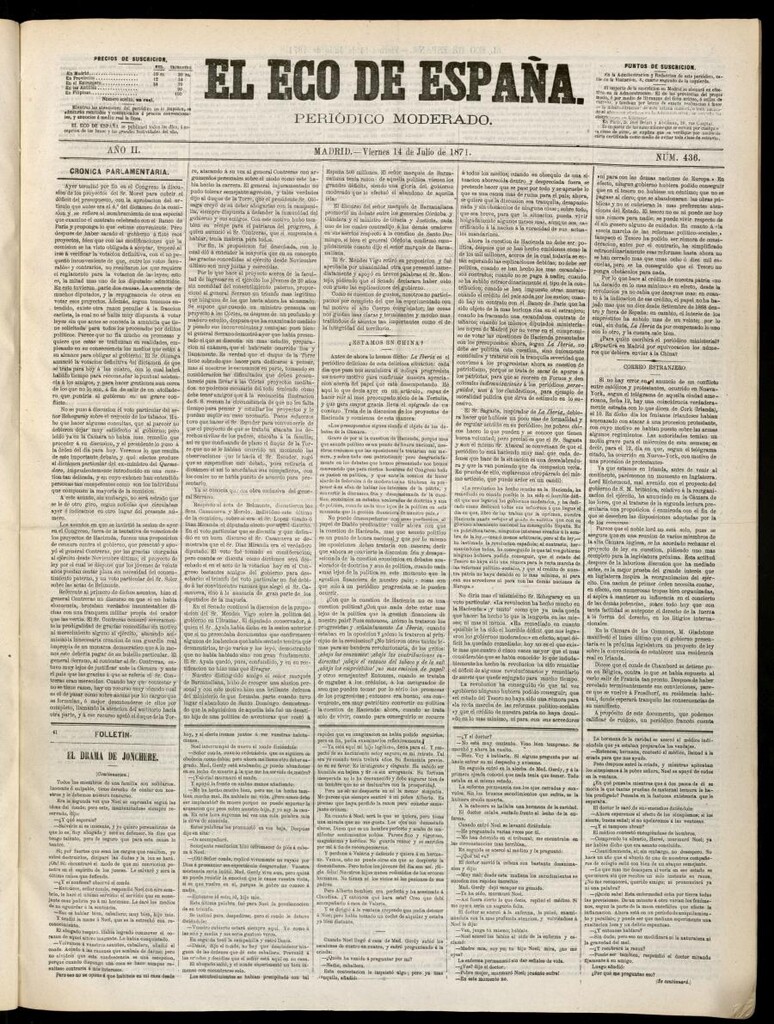 Miniatura de El Eco de España del 14 de julio de 1871