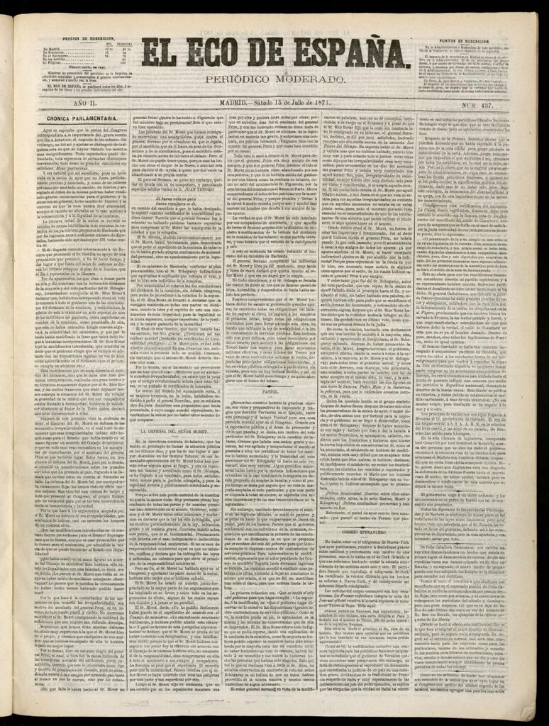 Miniatura de El Eco de España del 15 de julio de 1871