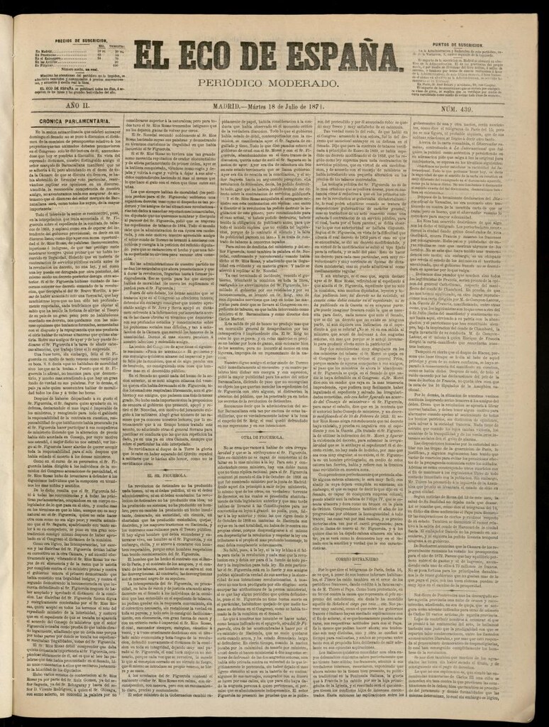 Miniatura de El Eco de España del 18 de julio de 1871