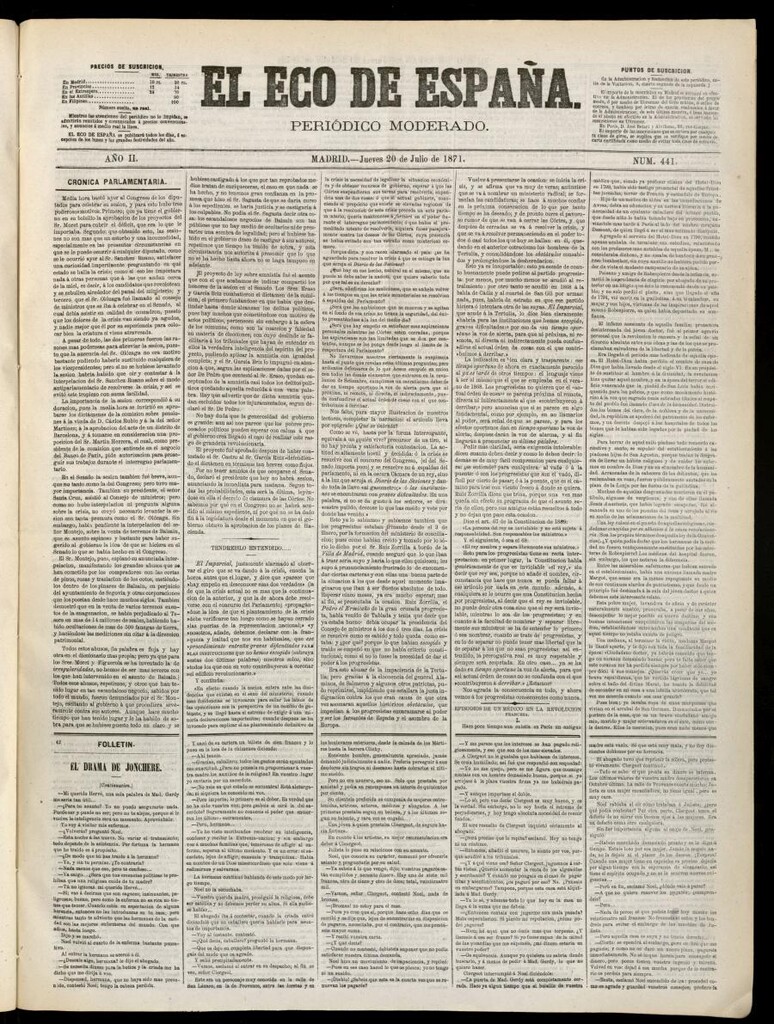 Miniatura de El Eco de España del 20 de julio de 1871