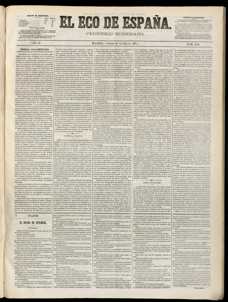 Miniatura de El Eco de España del 21 de julio de 1871