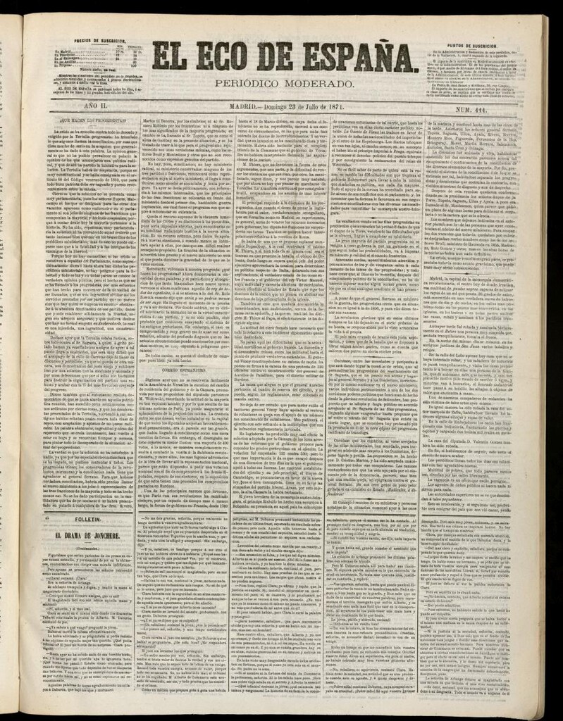 Miniatura de El Eco de España del 23 de julio de 1871