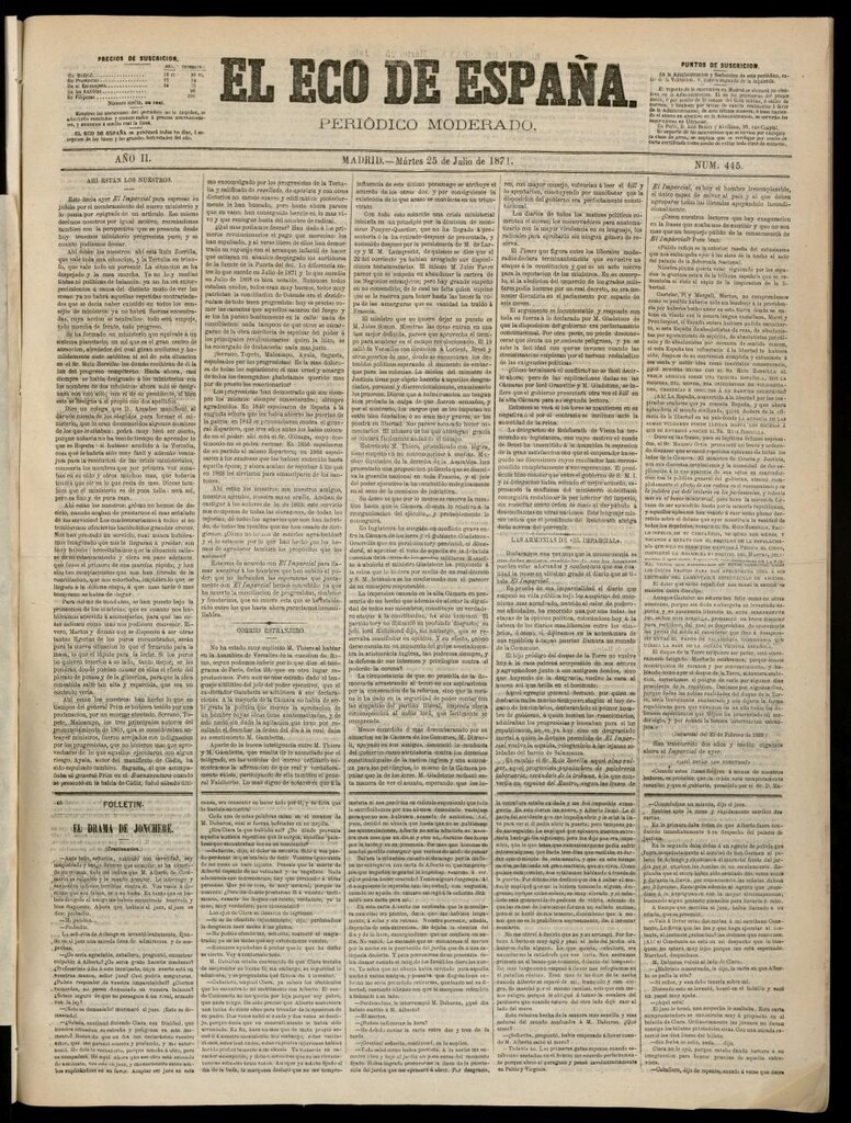 Miniatura de El Eco de España del 25 de julio de 1871