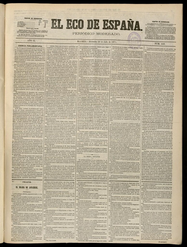 Miniatura de El Eco de España del 26 de julio de 1871