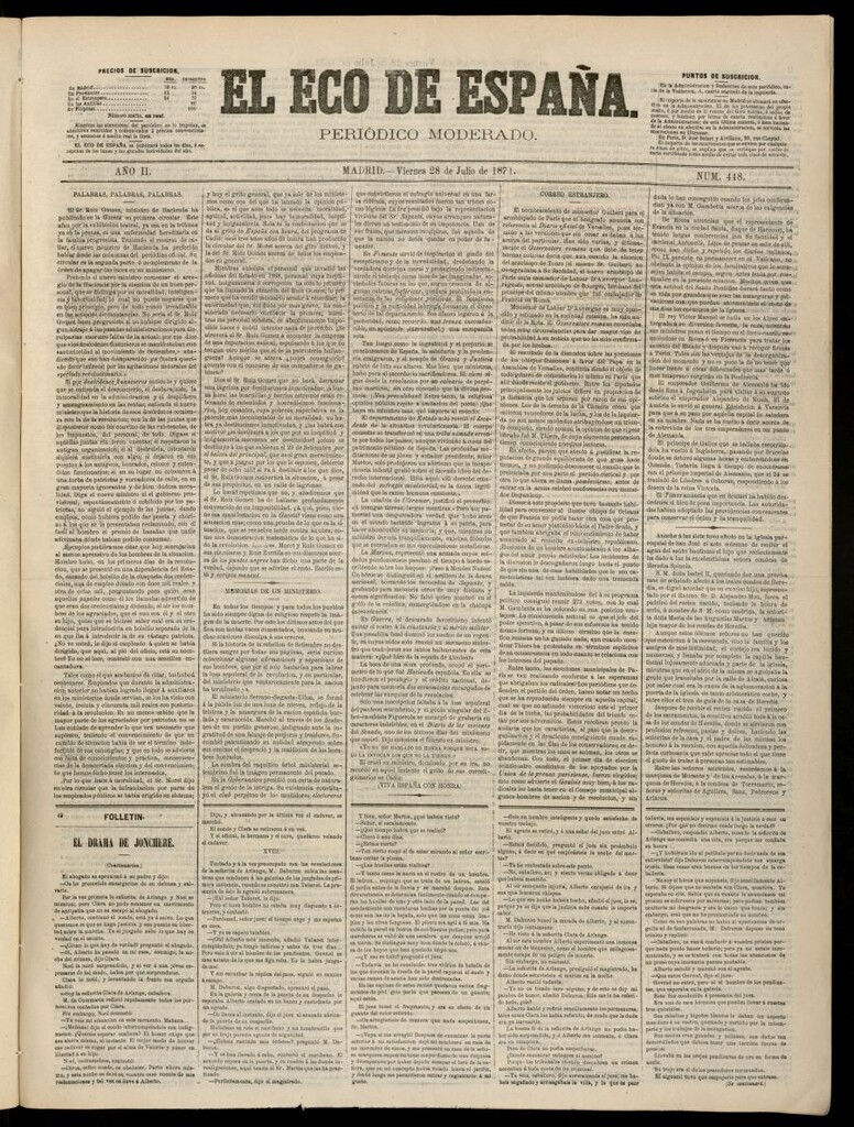 Miniatura de El Eco de España del 28 de julio de 1871