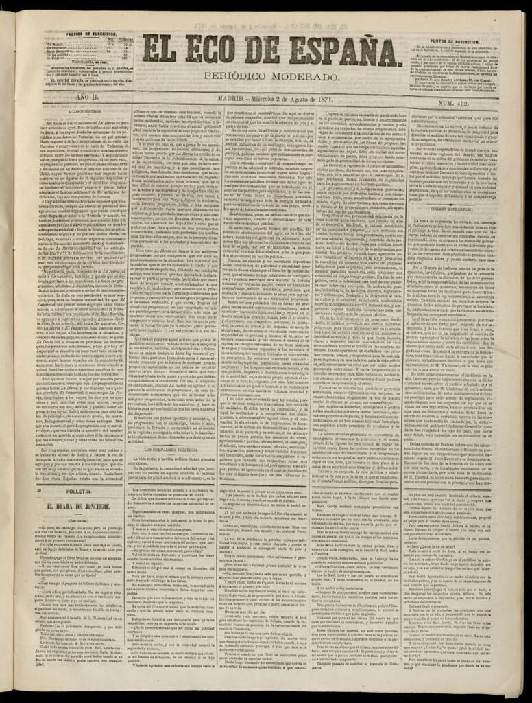 Miniatura de El Eco de España del 2 de agosto de 1871