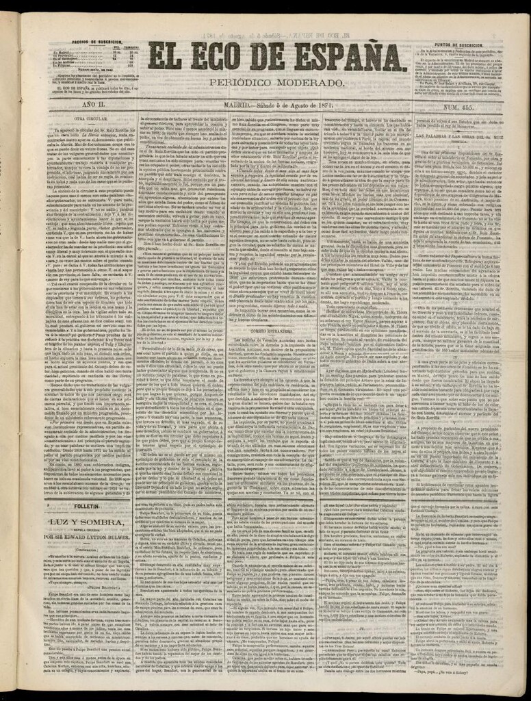 Miniatura de El Eco de España del 5 de agosto de 1871