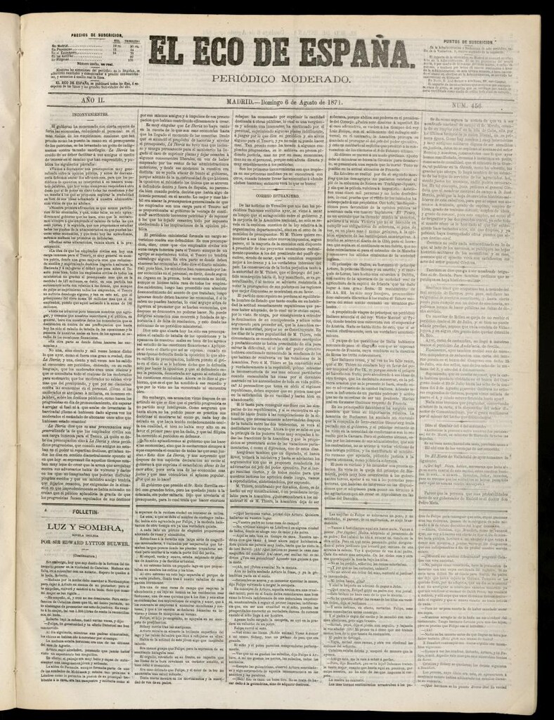 Miniatura de El Eco de España del 6 de agosto de 1871