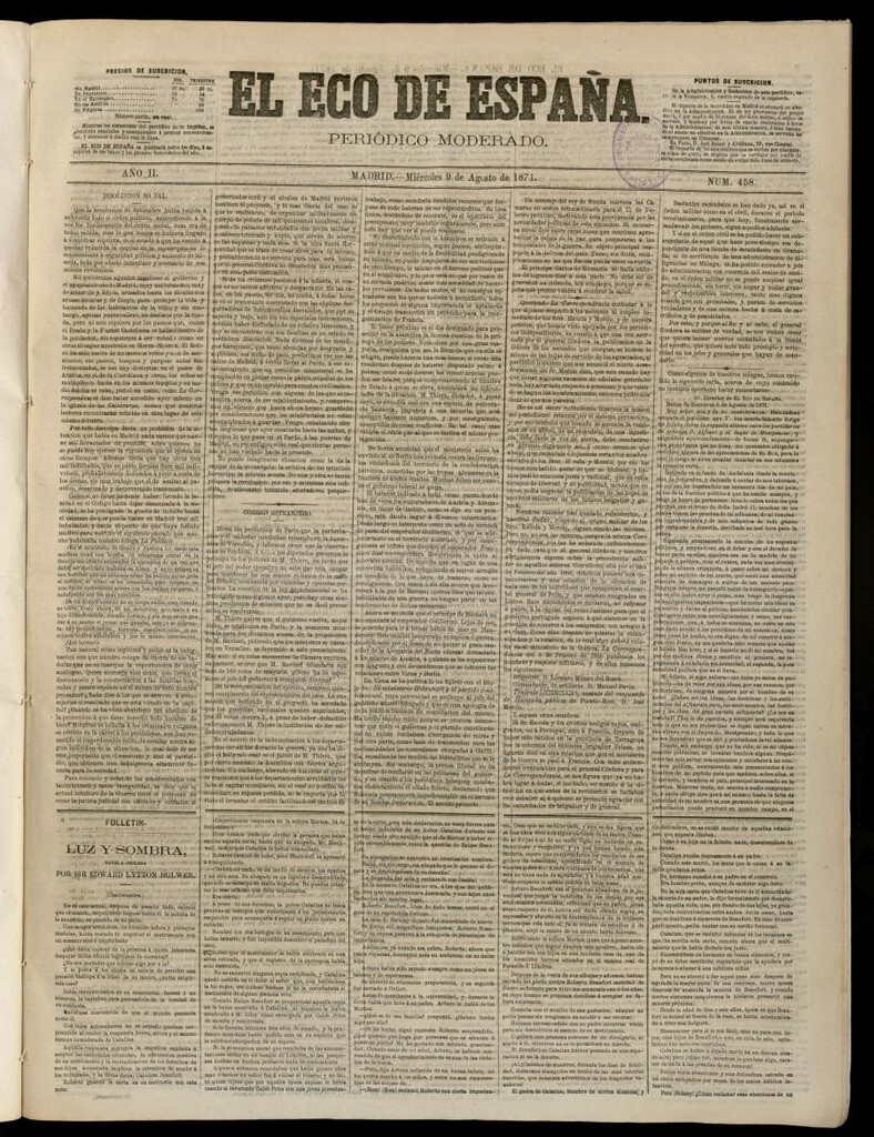 Miniatura de El Eco de España del 9 de agosto de 1871