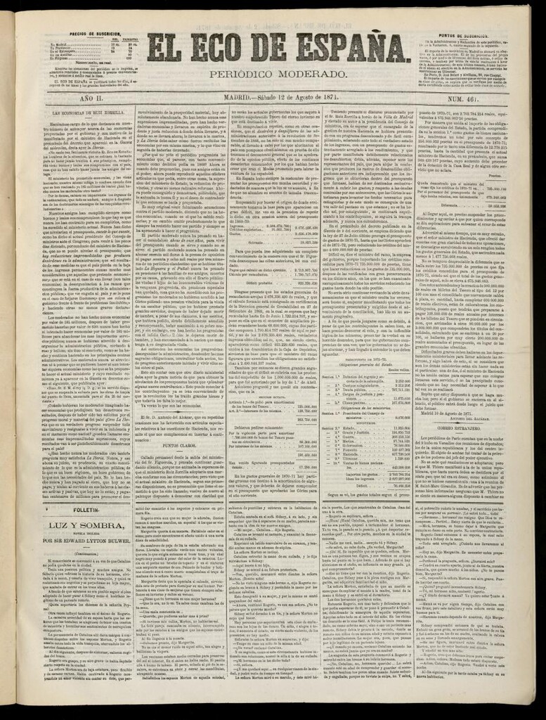 Miniatura de El Eco de España del 12 de agosto de 1871