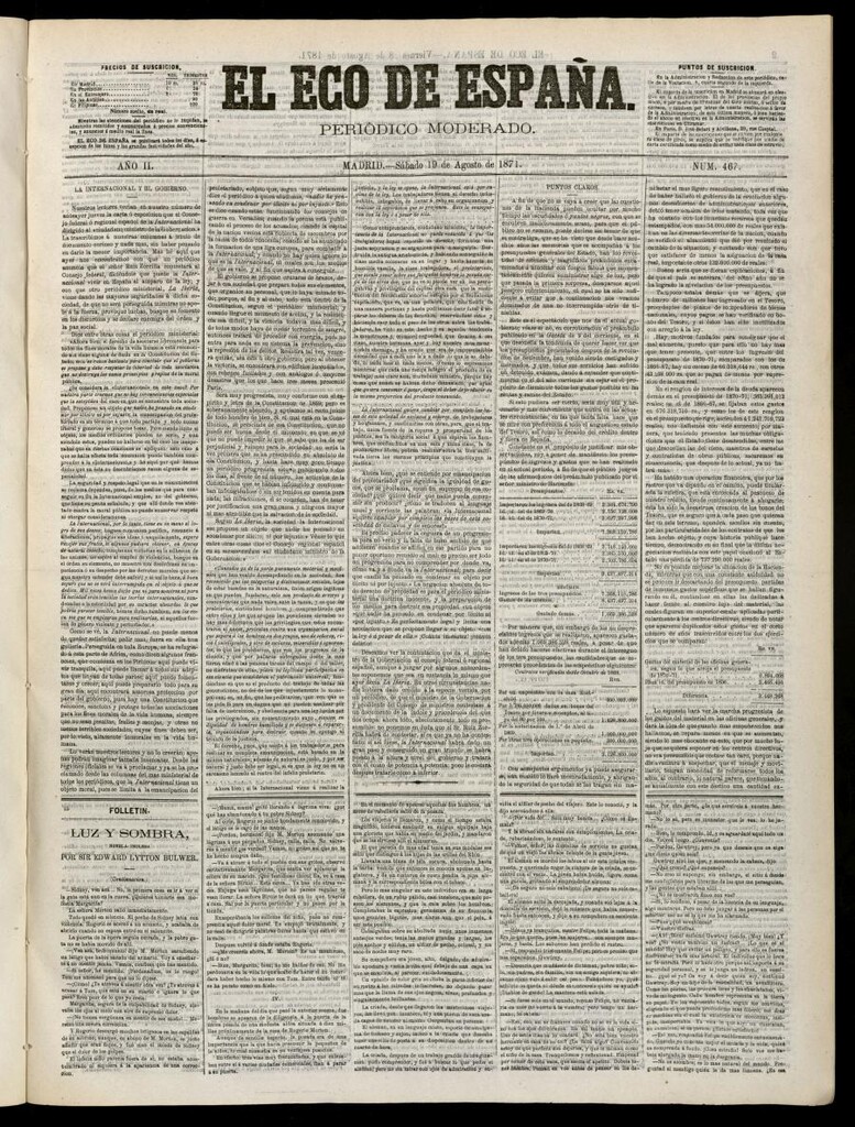 Miniatura de El Eco de España del 19 de agosto de 1871