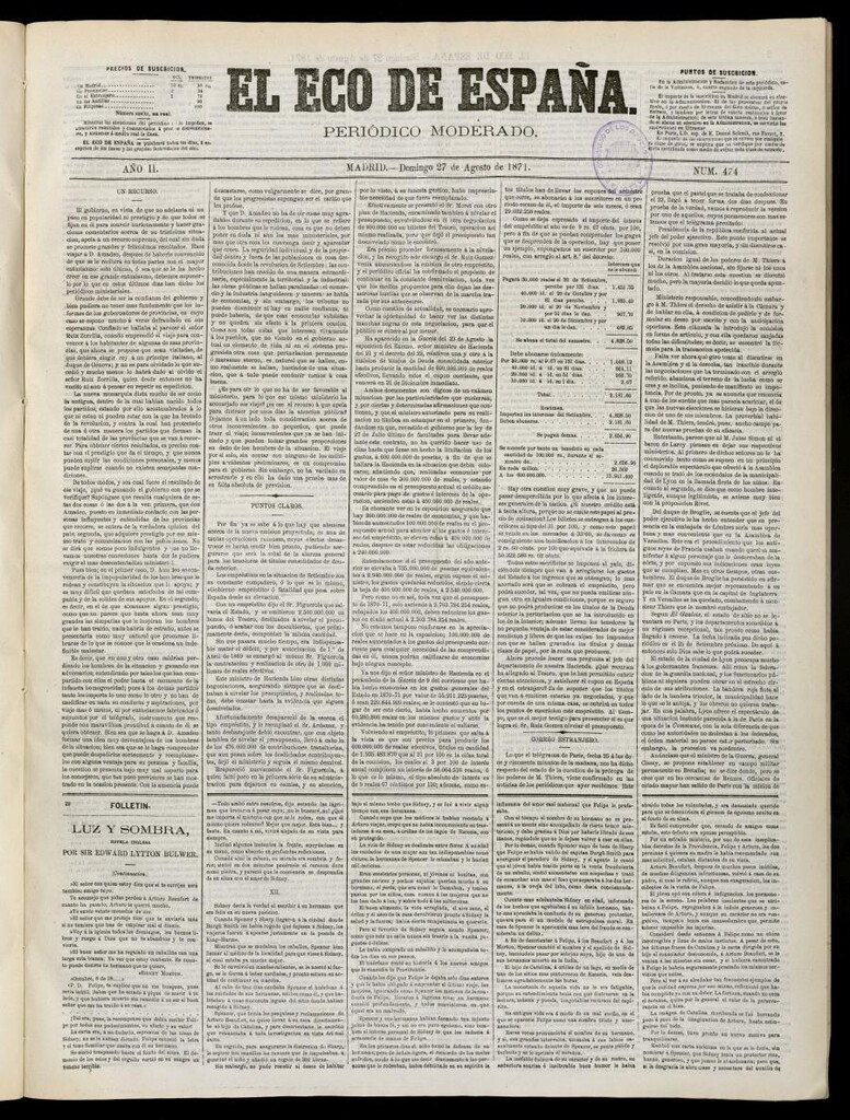 Miniatura de El Eco de España del 27 de agosto de 1871