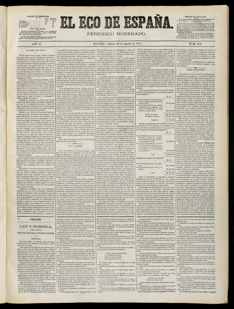Miniatura de El Eco de España del 29 de agosto de 1871