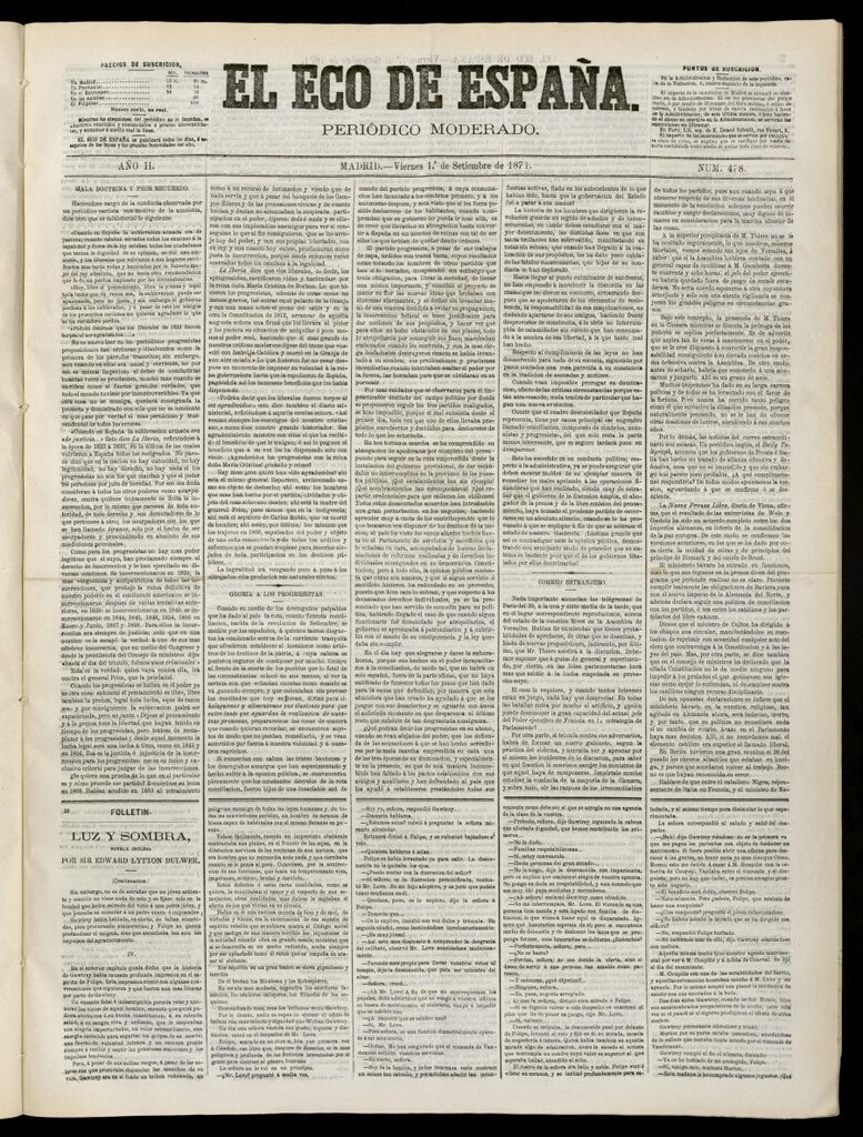 Miniatura de El Eco de España del 1 de septiembre de 1871