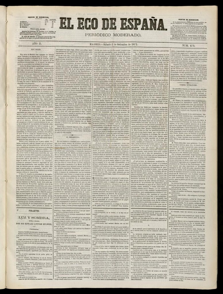 Miniatura de El Eco de España del 2 de septiembre de 1871