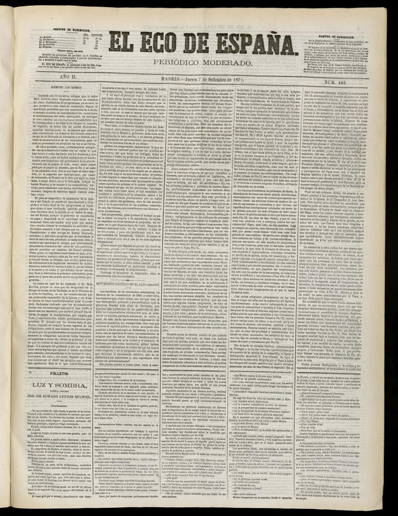 Miniatura de El Eco de España del 7 de septiembre de 1871