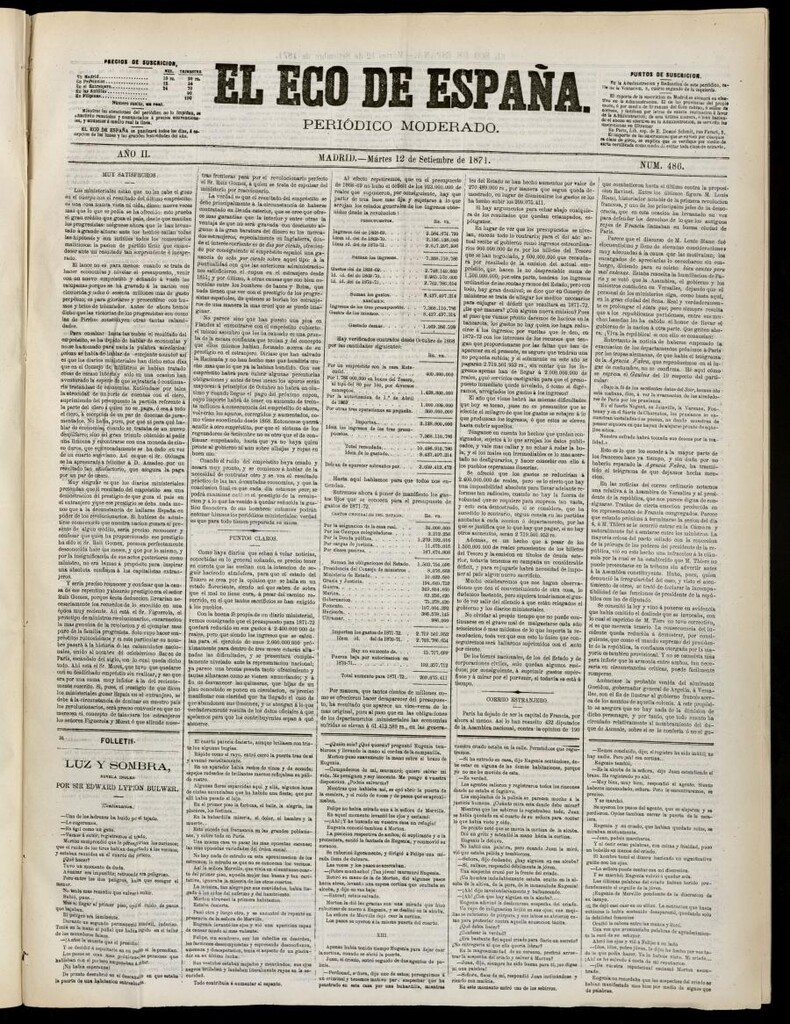 Miniatura de El Eco de España del 12 de septiembre de 1871
