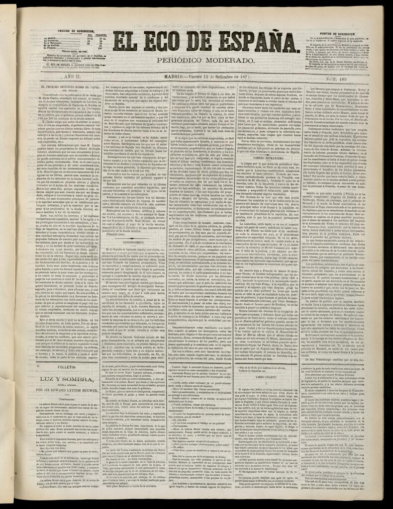 Miniatura de El Eco de España del 15 de septiembre de 1871