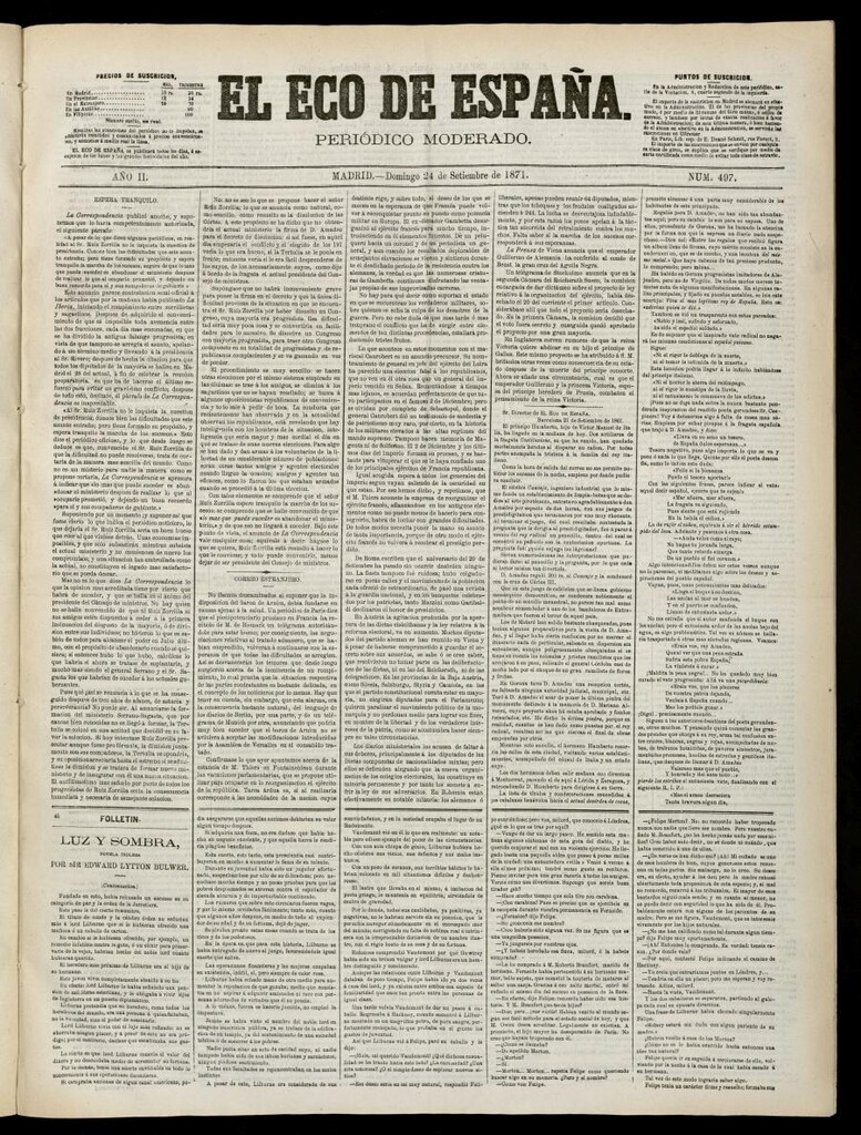 Miniatura de El Eco de España del 24 de septiembre de 1871