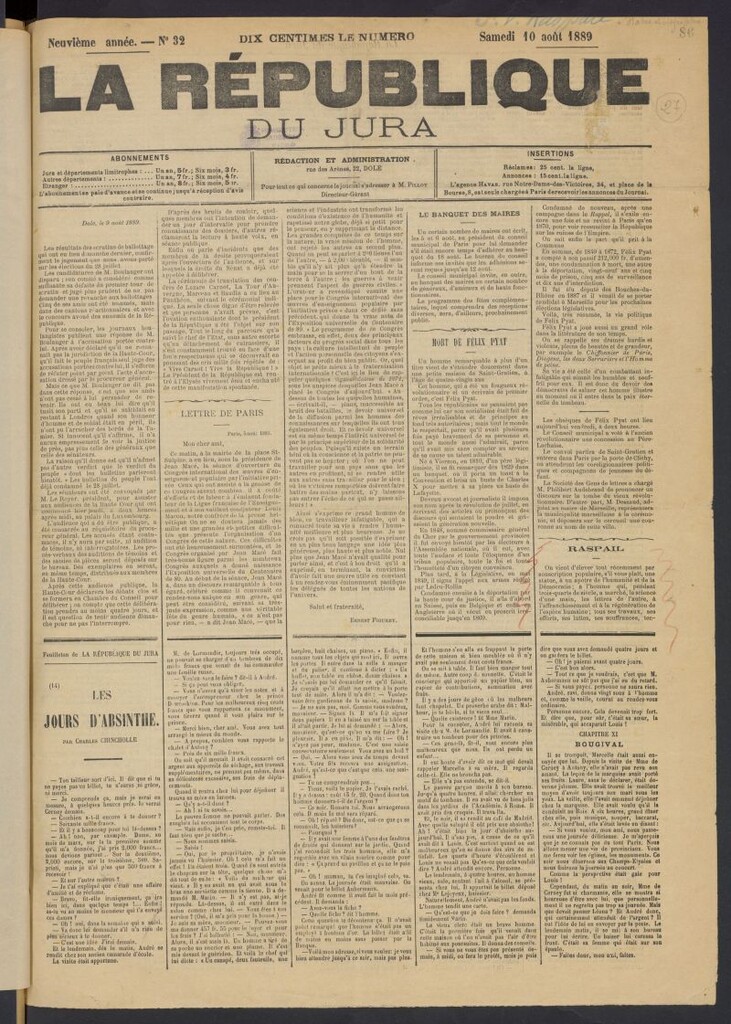 Miniatura de La République du Jura del 10 de agosto de 1889
