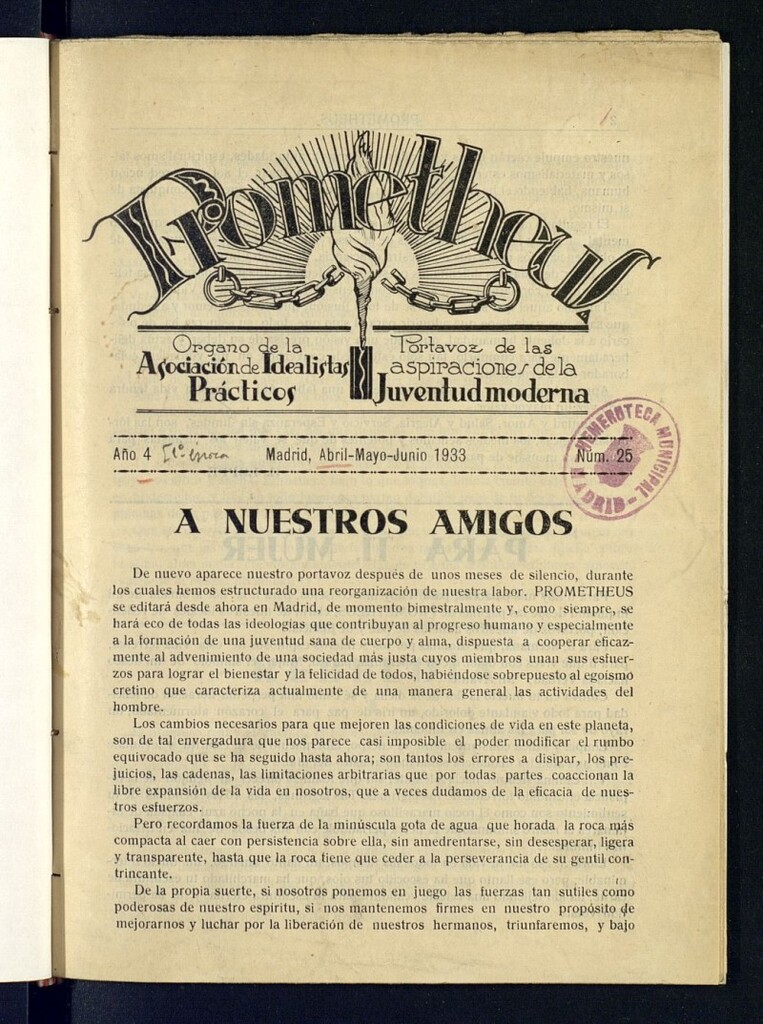 Miniatura de Prometheus (Madrid. 1930) de abril, mayo y junio de 1933