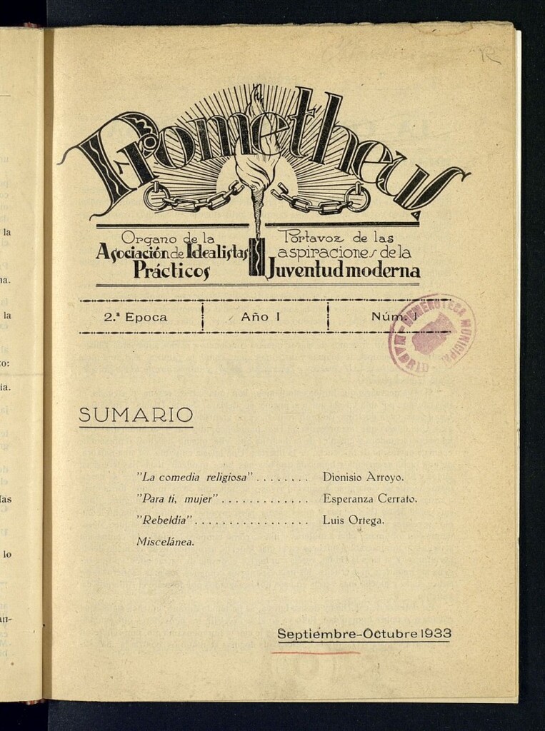 Miniatura de Prometheus (Madrid. 1930) de septiembre y octubre de 1933