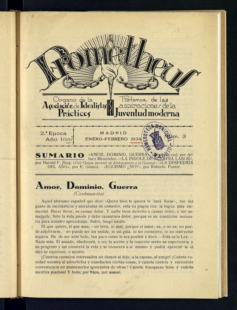 Miniatura de Prometheus (Madrid. 1930) de enero y febrero de 1934