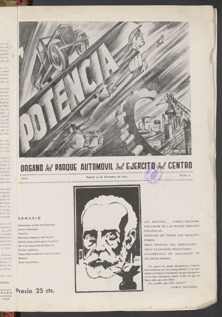 Miniatura de Potencia : órgano del Parque automóvil del Ejército del Centro del 15 de diciembre de 1937