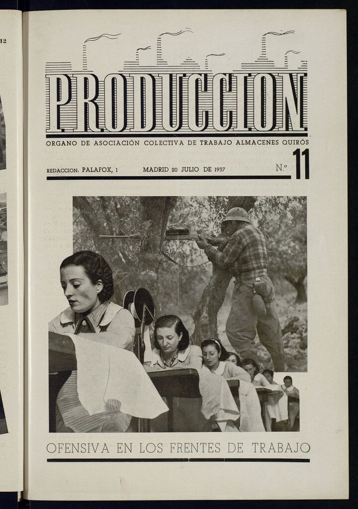 Miniatura de Producción : órgano de Asociación Colectiva de Trabajo Almacenes Quirós del 20 de julio de 1937