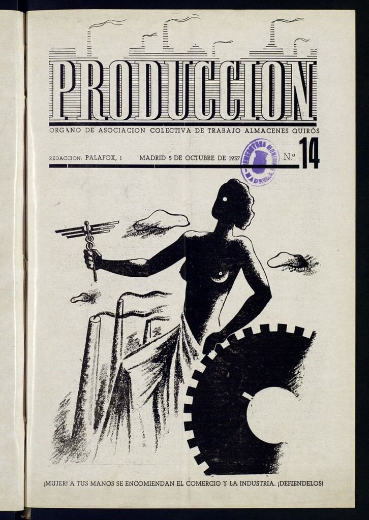 Miniatura de Producción : órgano de Asociación Colectiva de Trabajo Almacenes Quirós del 5 de octubre de 1937