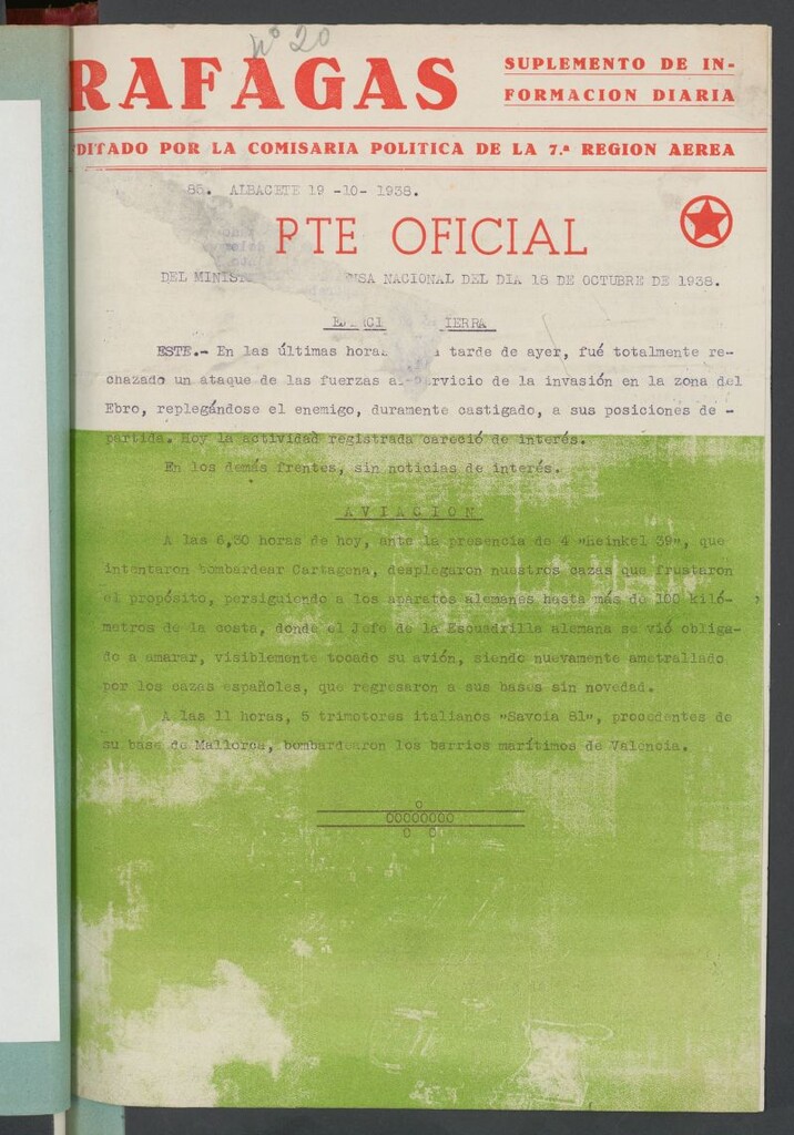 Miniatura de Ráfagas : suplemento de información diaria del 19 de octubre de 1938