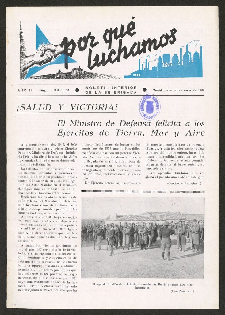 Miniatura de Por qué luchamos : boletín interior de la Brigada 38 del 6 de enero de 1938