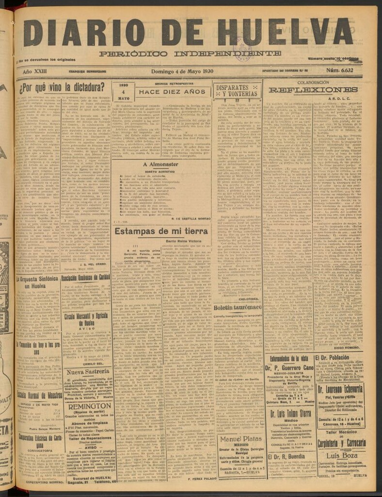 Miniatura de Diario de Huelva : periódico independiente del 4 de mayo de 1930