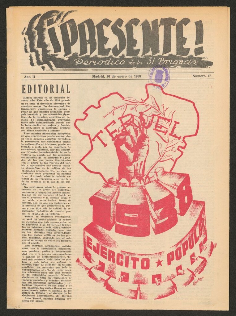 Miniatura de ¡Presente! : periódico de la 31ª Brigada Mixta del 26 de enero de 1938