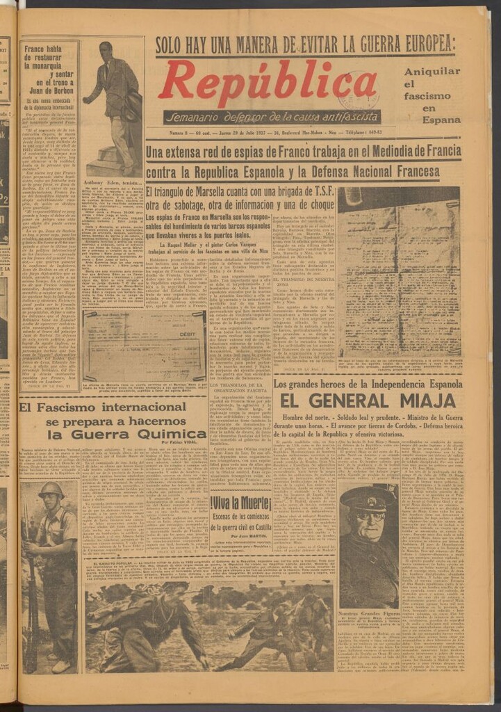Miniatura de República : semanario defensor de la causa antifascista del 29 de julio de 1937