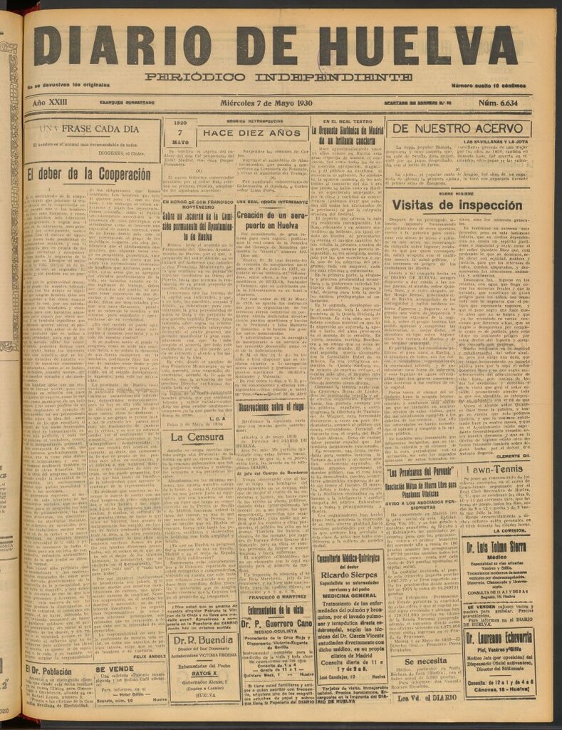 Miniatura de Diario de Huelva : periódico independiente del 7 de mayo de 1930