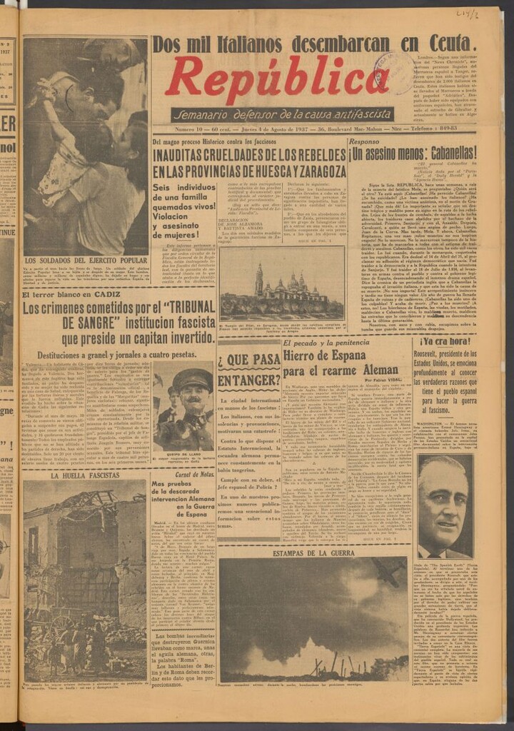 Miniatura de República : semanario defensor de la causa antifascista del 4 de agosto de 1937